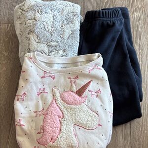 Bundle warm cozy unicorn sweaters sweatshirt and fleece leggings girl lot